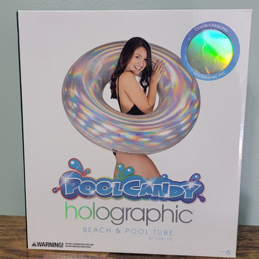 Float Pool Tube 42" Silver Floatie‎ Holographic